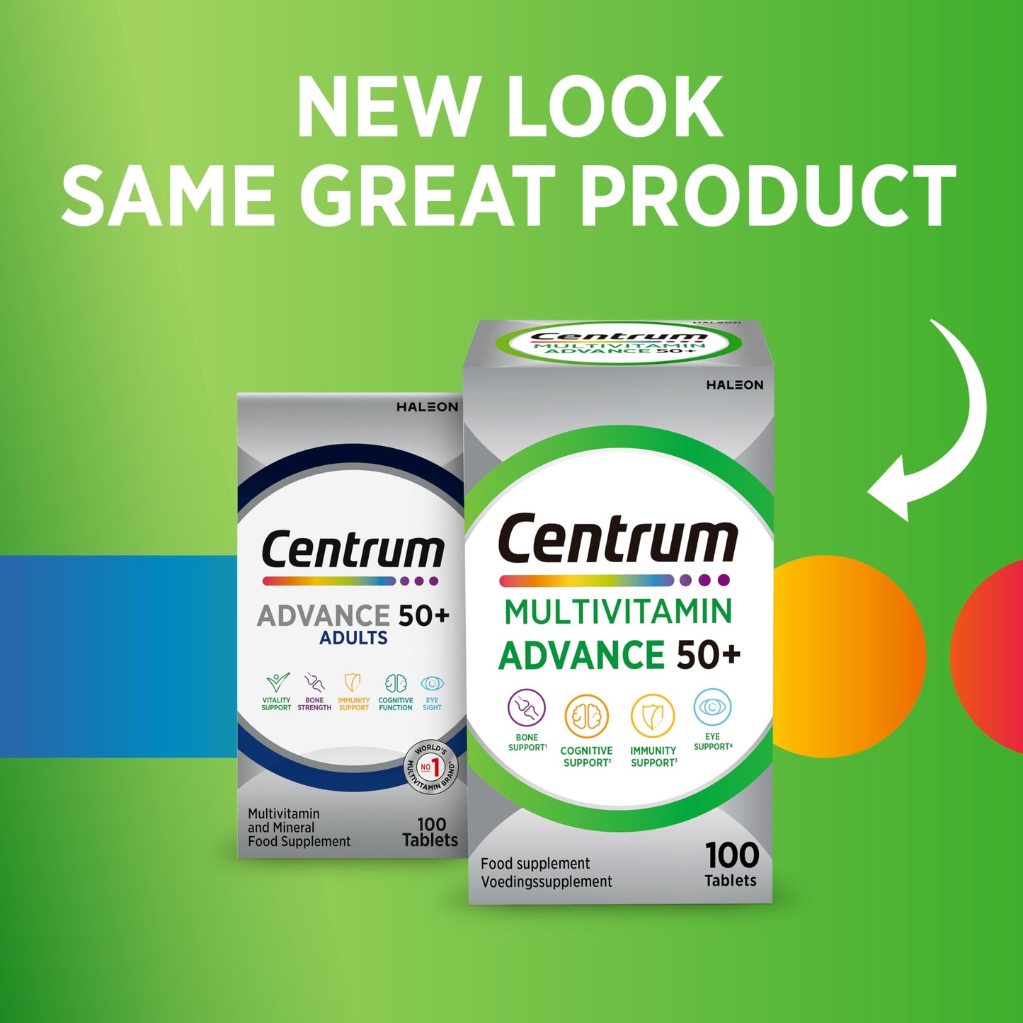 Centrum Advance 50+ Tablets Multivitamin & Mineral Supplements, with 24 essential nutrients, including vitamin D, C, Zinc, 100 ct (Product may vary).