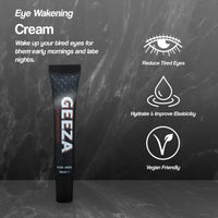 Geeza Men's Eye Cream Reduce Dark Circles and Puffiness, Advanced Formula Male Eye Bag Removal, Designed to Improve Elasticity, Nourish the Under Eyes 15ml