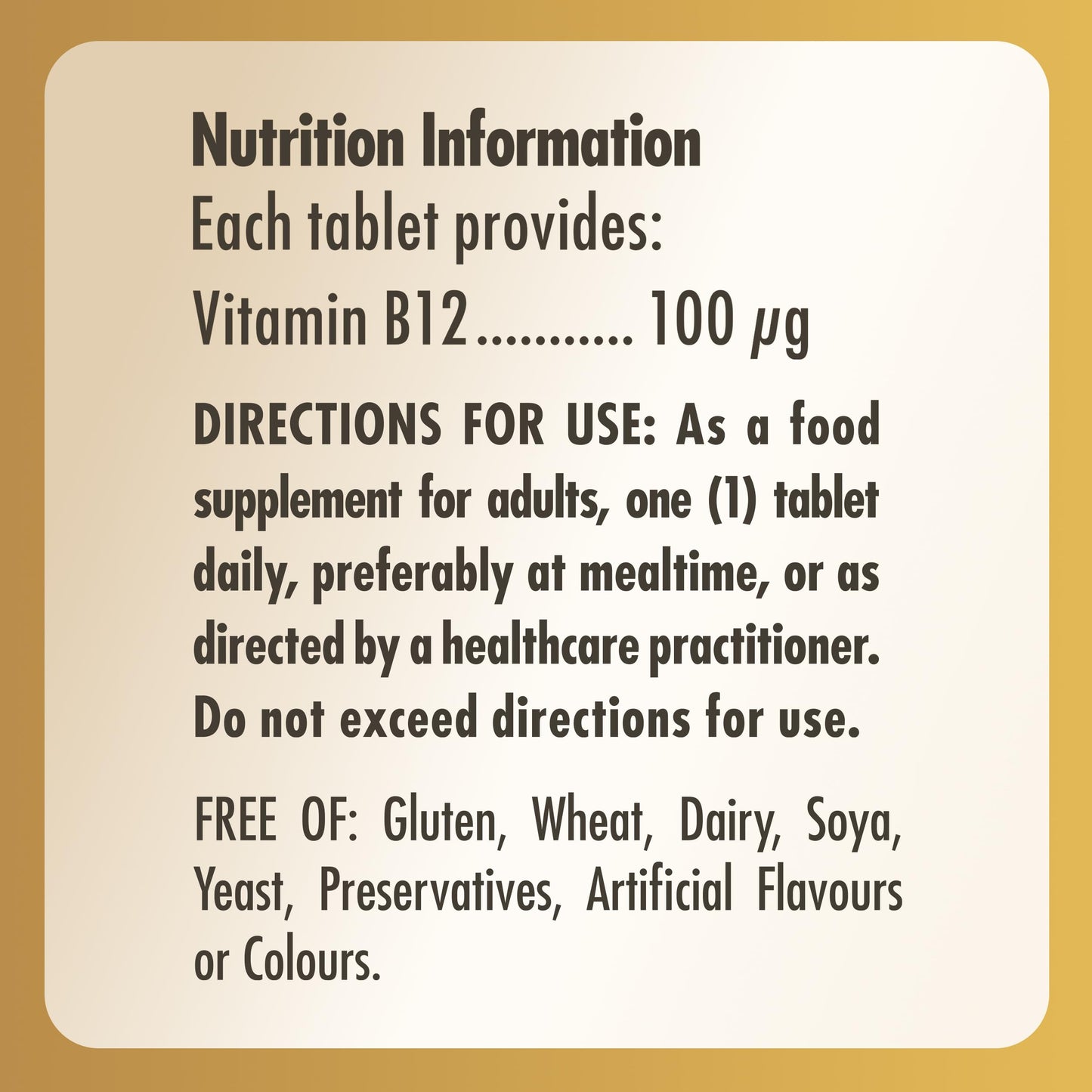 Solgar Vitamin 100 µg B12 Tablets - Pack of 100 - Easy to take Form - for Healthy Nervous System, Heart and Mind - Red Blood Cell Formation - Vegan