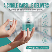 Vinco Supplements Vinco Apigenin 100mg Supplement - 120 Sleep Capsules for Better Relaxation, 99%+ Pure Natural Formula - NAD Booster, Apigenin Sleep Supplements, Natural Sleep Aid for Adults - Made in the UK