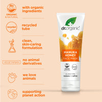 Dr. Organic Dr Organic Manuka Honey Face Mask, Nourising, Dry Skin, Mens, Womens, Natural, Vegetarian, Cruelty-Free, Paraben & SLS-Free, Recycled & Recyclable, Organic, 125ml, Packaging May Vary
