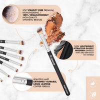 Lamora Make Up Eye Brush Set - Eyeshadow Eyeliner Blending Crease Kit - Best Choice 7 Piece Essentials - Pencil, Shader, Tapered, Definer - Vegan Synthetic Bristles That Last Longer, Apply Better Makeup & Make You Look Flawless