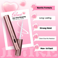 JIMIRE D Curl Russian Strip Lashes with Eyelash Glue Fluffy Cat Eye Natural Eyelashes 20MM Dramatic Faux Mink Eyelashes Wispy Full Volume False Eyelashes with Lash Glue 7 Pairs Pack
