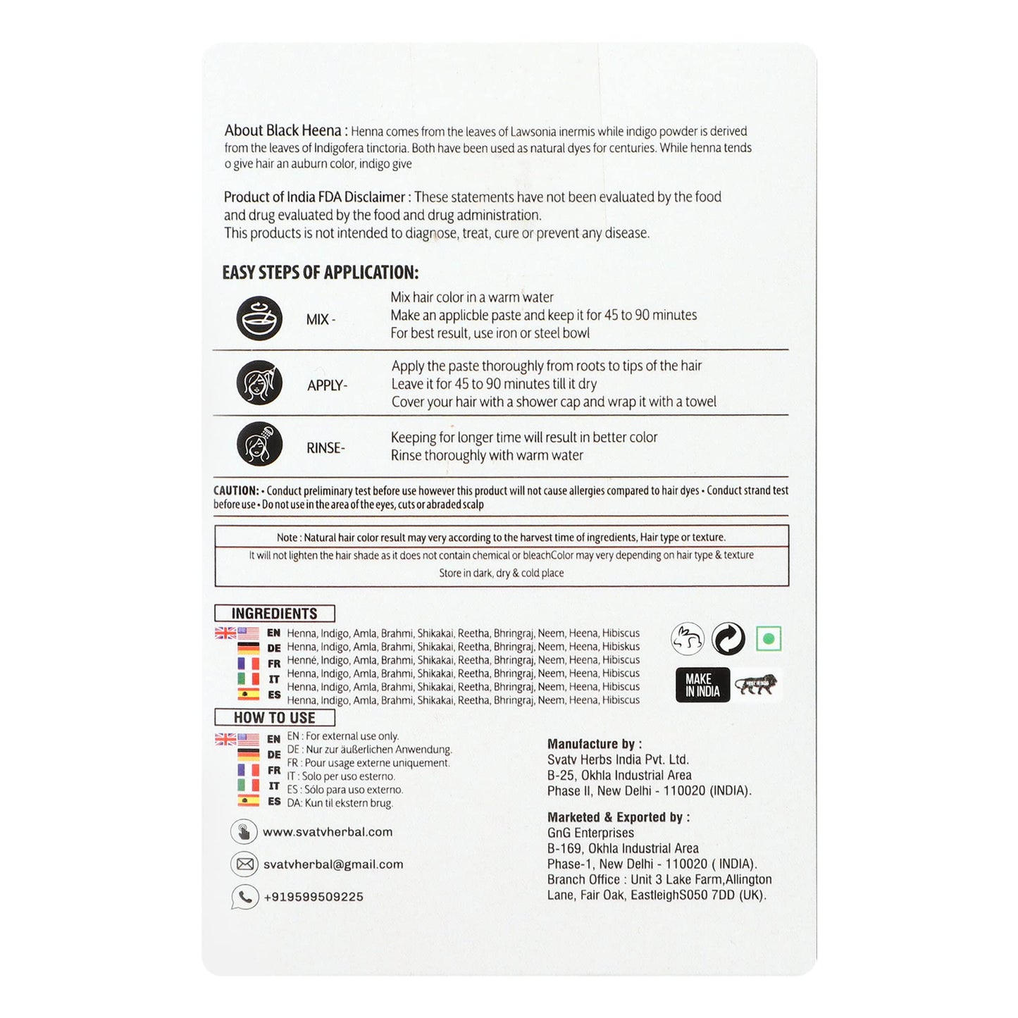 AATMANA Herbal Black Henna Hair Color with Goodness of 9 Herbs | Black Henna Mehndi for Hair, Make Hair Soft & Shiner Natural Hair Color for Men & Women 100g