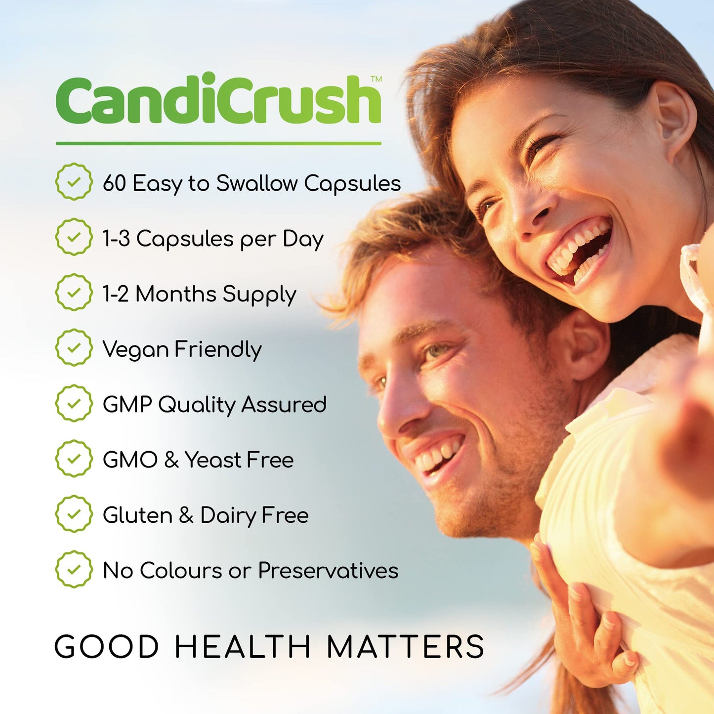 CandiCrush - Candida Cleanse Complex - Herbal Thrush Tablets - Natural Candida Treatment for Women and Men with Probiotic Live Friendly Bacteria for Yeast Infection - 60 Vegan Capsules