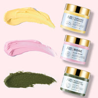 ANAiRUi Clay Mask Set for Skin Care - included Turmeric Vitamin C + Rose + Avocado Green Tea Face Mask - Deep Cleansing, Hydrating, and Nourishing - Reduces Acne and Pores, 210g