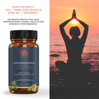 QSTA Ashwagandha KSM 66 + Sensoril (15-20% Withanolides) Cortisol Reducing Supplements for Deep Sleep, Energy, Concentration and Stress Relief. 2 Month Supply Ashwagandha High Strength KSM 66 Capsules