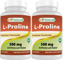 Best Naturals L-Proline 500 mg 120 Capsules (120 Count (Pack of 2))