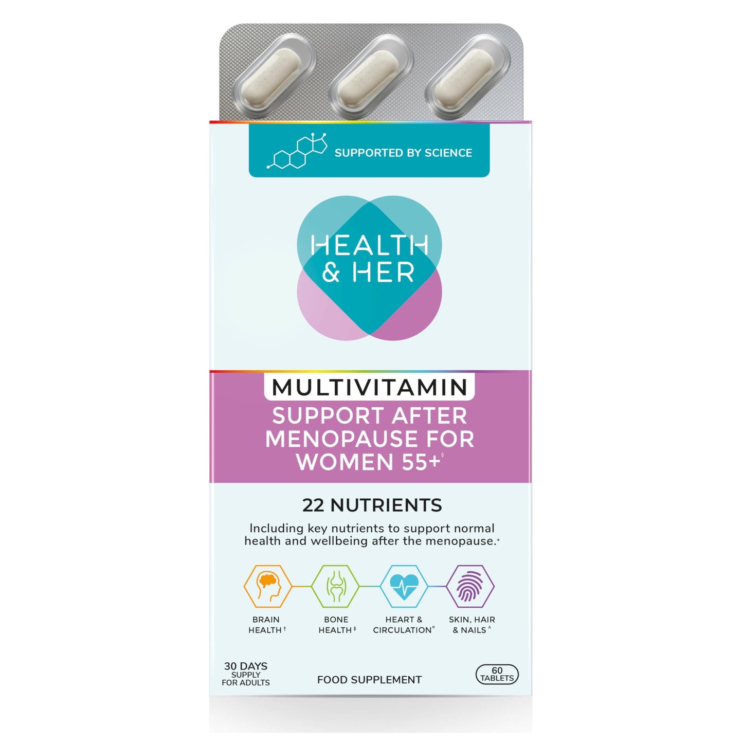 Health and Her Health & Her Multivitamin for Women 55+ & Postmenopausal, 30 Day Supply