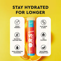 O.R.S Immune Hydration Tablets - Orange, 1 Tube | Winter Wellness Electrolytes with Vitamins, Iron & Zinc for Immunity Support | Salts for Electrolyte Replacement | Vegan, Gluten-Free & Low Calorie