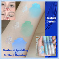 MINSHZEE Shimmering Eyeshadow Palette, Blue-Purple-Green Shades, Liquid Eyeshadow, Pearlescent Matte Effect, 3-in-1, Quick Drying, Long Lasting