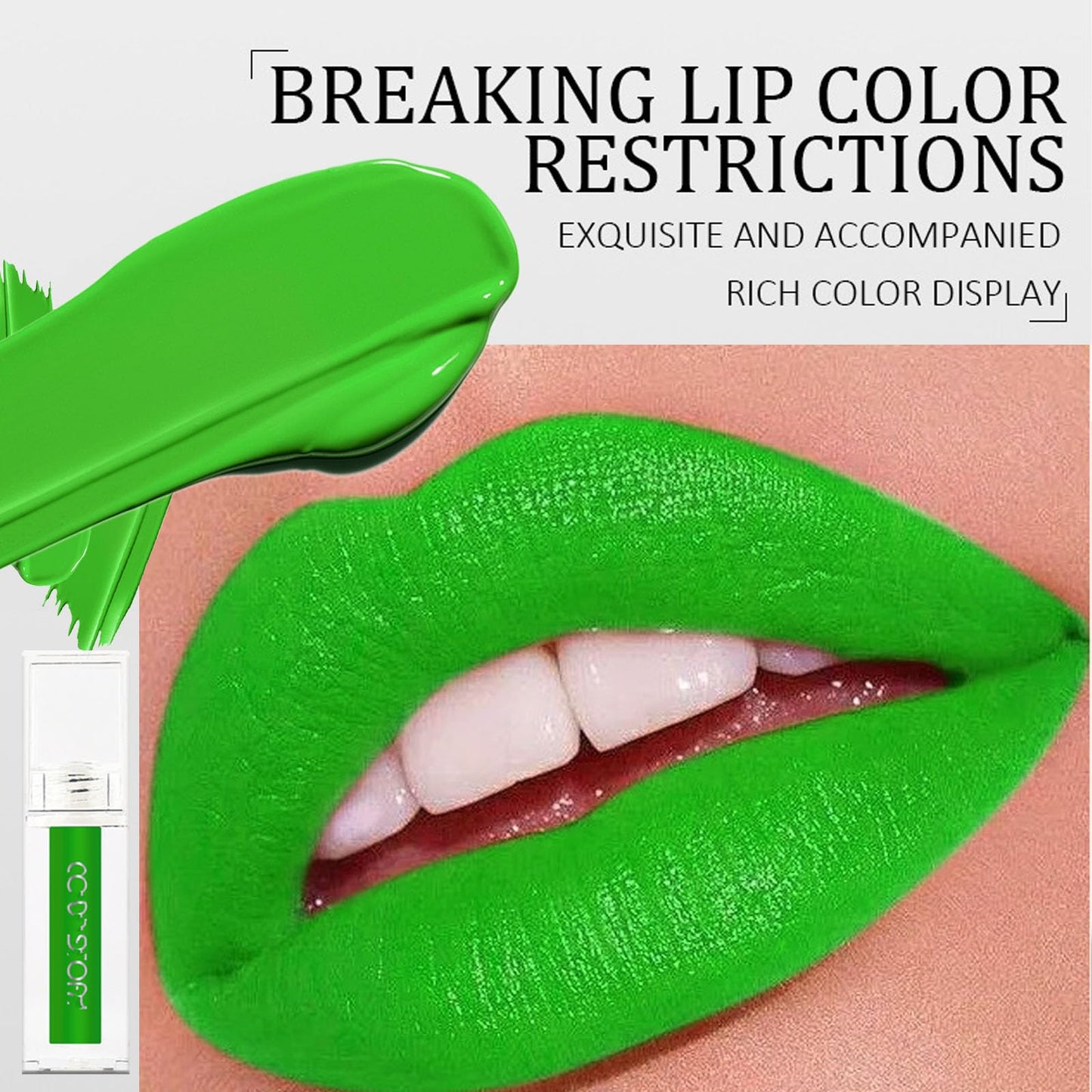 Matte Green Liquid Lipstick Long Lasting Waterproof Full-coverage Green Lip Gloss, Highly Pigmented Sweat-proof Face Body Paint for Christmas Easter Cosplay Makeup for Women