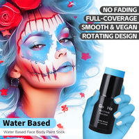 Go Ho Light Blue Face Paint Stick Washable (1.06 Oz),Water Based Pale Blue Face Body Paint,Full-coverage Cream Blue Body Paint for Adults Children Halloween Cosplay SFX Corpse Bride Sally Makeup