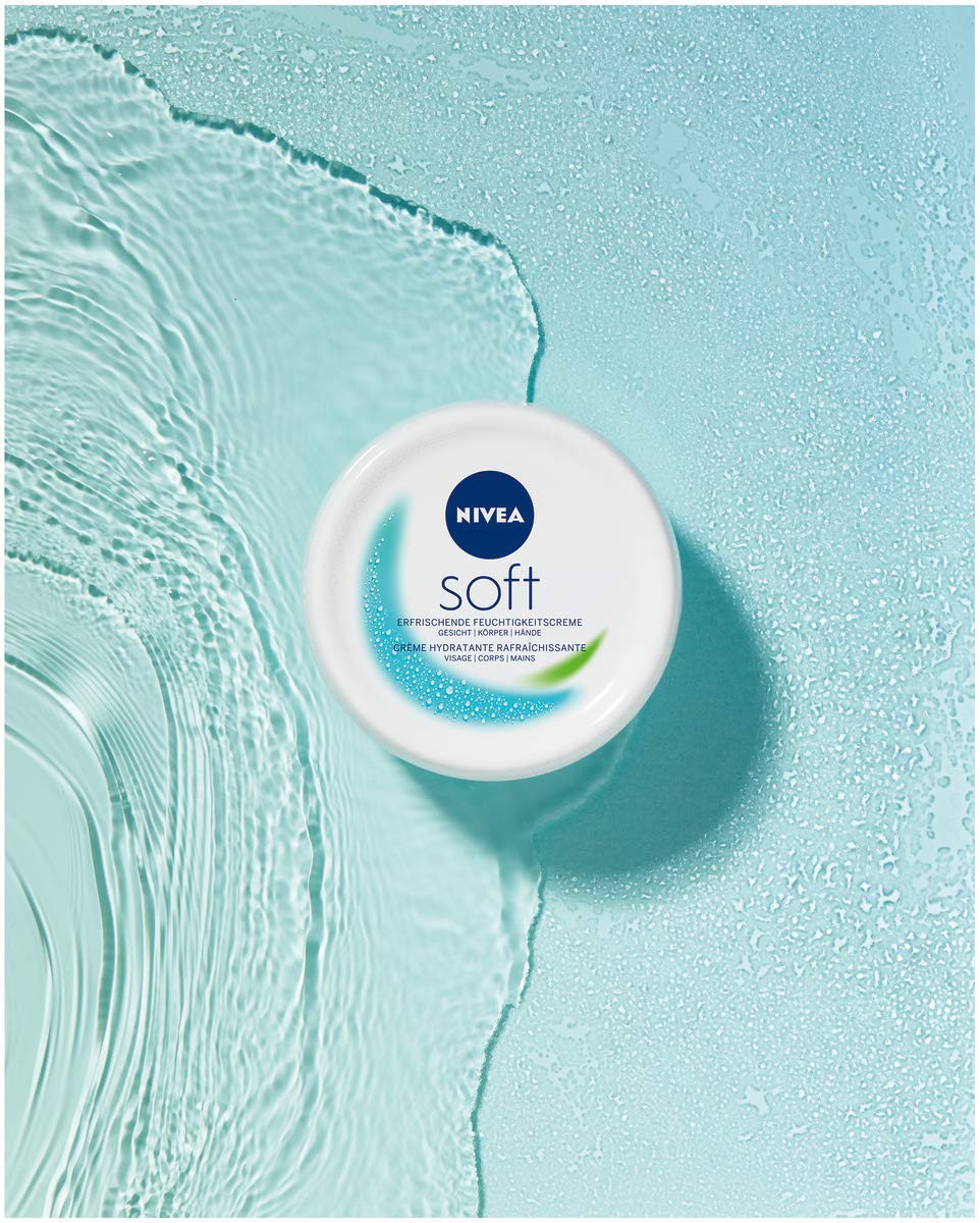 NIVEA Soft Refreshing Moisturising Cream (50 ml), Nourishing Soft Cream with Vitamin E and Jojoba Oil, Fast Absorbing Skin Cream
