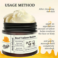 NatrLuxe Beef Tallow Honey Balm, Beef Tallow for Skin, Deeply Nourishing Grass Fed Tallow Balm, Beef Tallow Cream for Face & Body, Nourishing Beef Moisturiser for Dry Skin