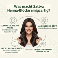 Sattva Ayurveda - Natural Dark Brown Henna Block Hair Colour - Organic, Ammonia Free, Paraben Preservative Silicone Artificial Colour Free - 3 Blocks of 80g