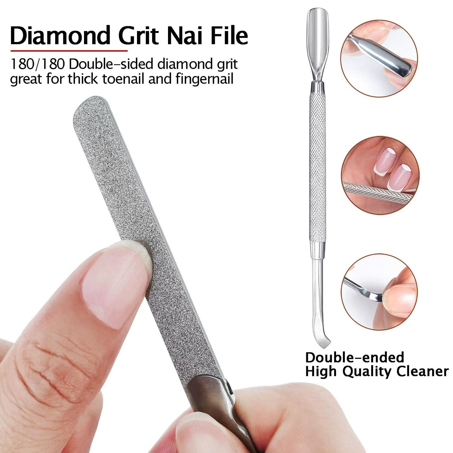 VOGARB Long Handled Toenail Clippers for Thick Nails, Heavy Duty Large Toe Nail Clippers Set for Seniors, Men, Adult, Podiatrist, 5pcs Set