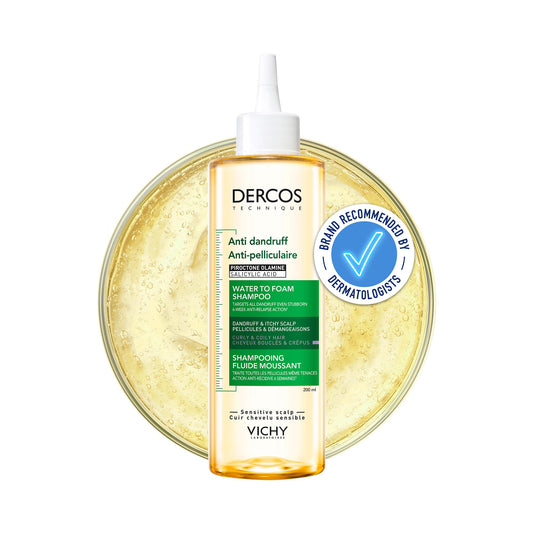 Vichy Dercos Anti-Dandruff Water to Foam Shampoo, for Curls and Coils, 200ml