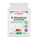 Nutrilus D-Mannose 90 Capsules 500mg - 1000mg per Serving - Pure Extract - Vegan - not Tablets - Urinary Tract - Bladder Infections - UTI