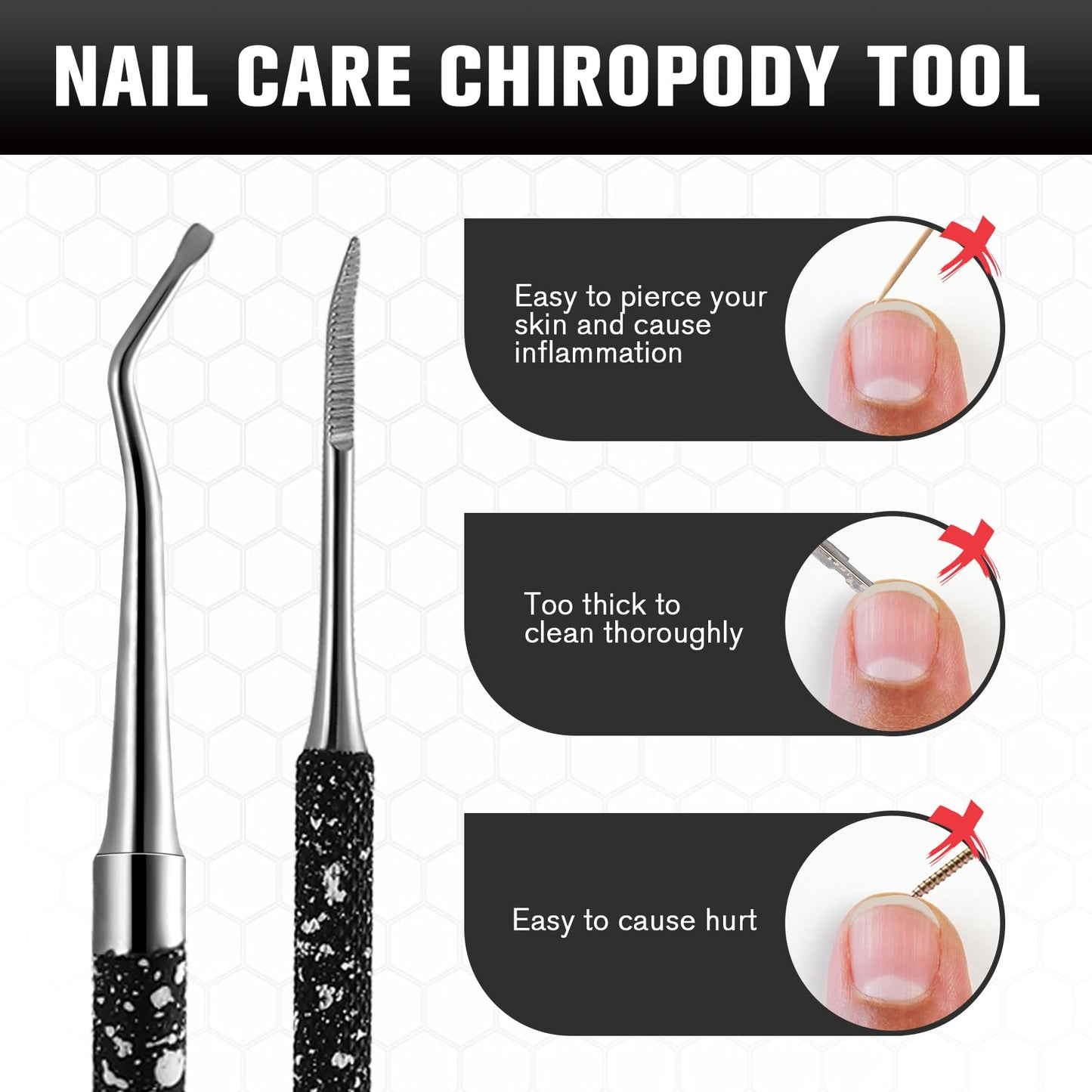 FERYES Ingrown Toenail Tools,Toenail Lifter and Toenail File Kit for Ingrown Toenails Treatment - Surgical Grade Stainless Steel