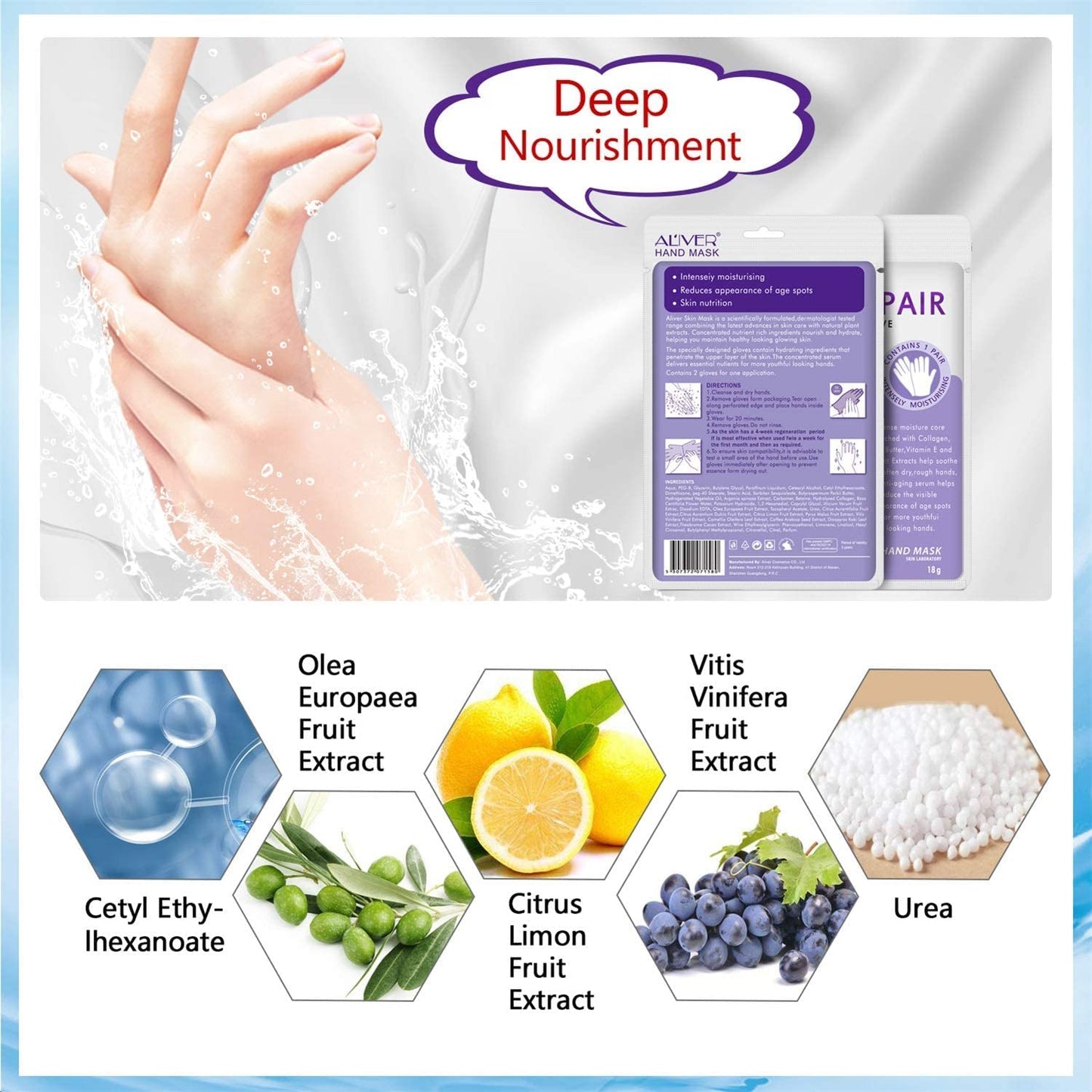 CCKULOOB Hand Mask, 4 Pairs Moisturizing Hand Mask Hand Skin Repair Renew Mask that Enriched with Collagen, Shea Butter, and Vitamin-E to Revive Dry, Rough and Cracked Skin (2 Lavender +2 Honey)