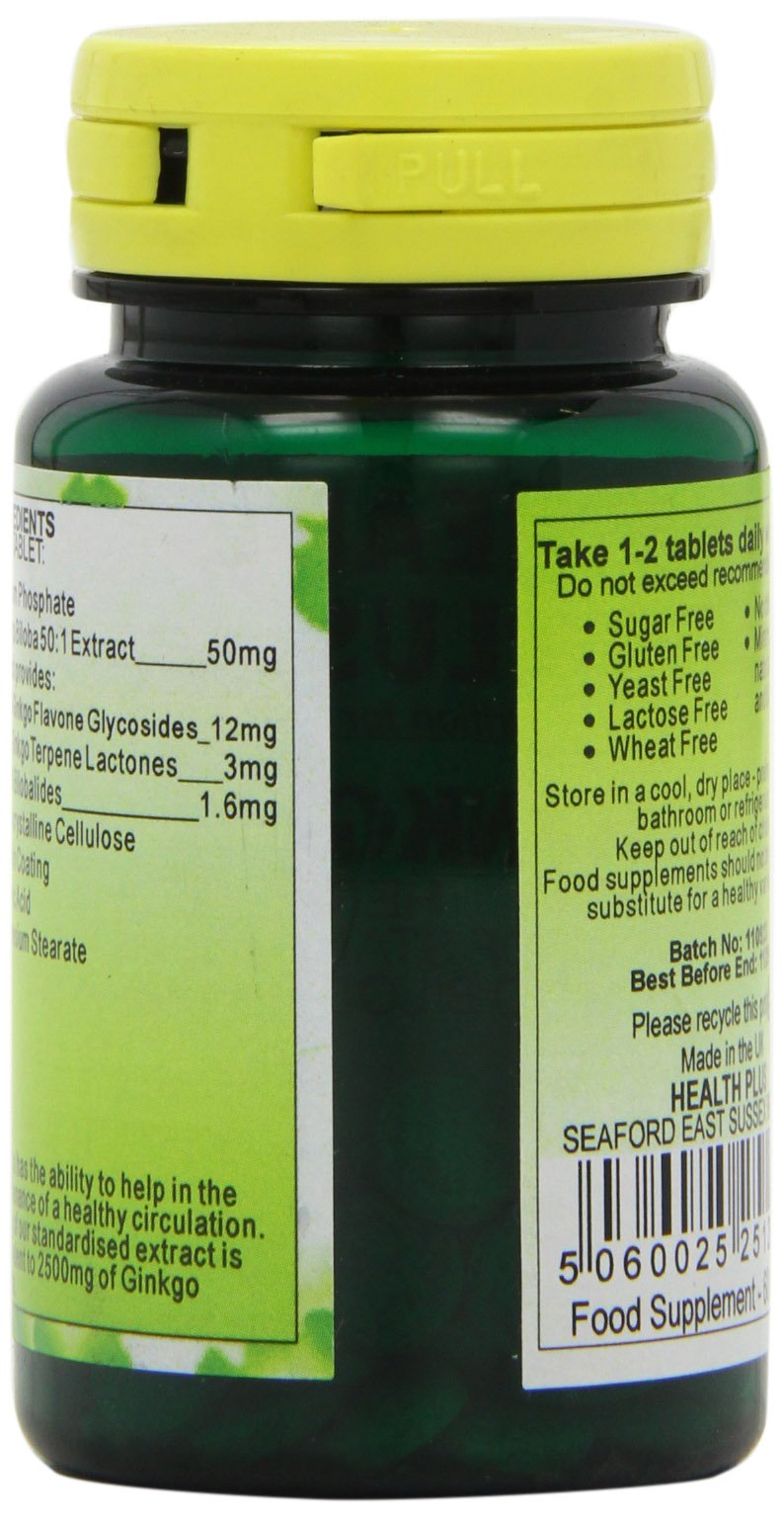 Health Plus Ginkgo 50 Memory Plant Supplement - 60 Tablets