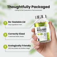 Organic Maca Root Capsules - 11000mg High Strength - 180 Capsules (3 Month Supply) - Premium Quality Black and Yellow Maca Extract - Black Pepper to Boost Absorption - Made in UK by VitaBright
