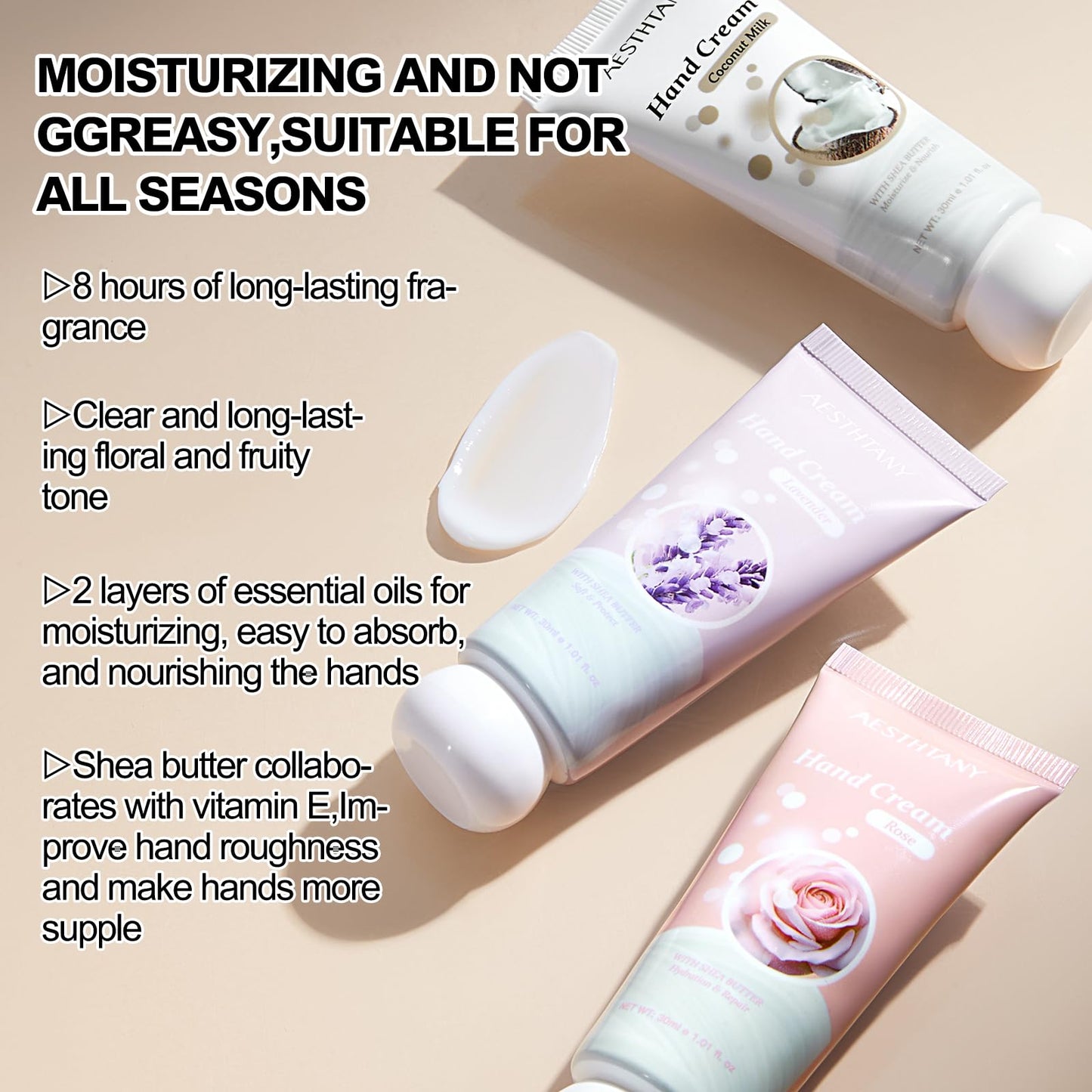 OKADY O'KADY Travel-Sized Hand Cream Gift Set, 3 Pack Moisturizing Formula with Shea Butter & Vitamin E, Lightweight Non-Greasy Fast Absorption, for Women & Men, Valentines Day Gifts