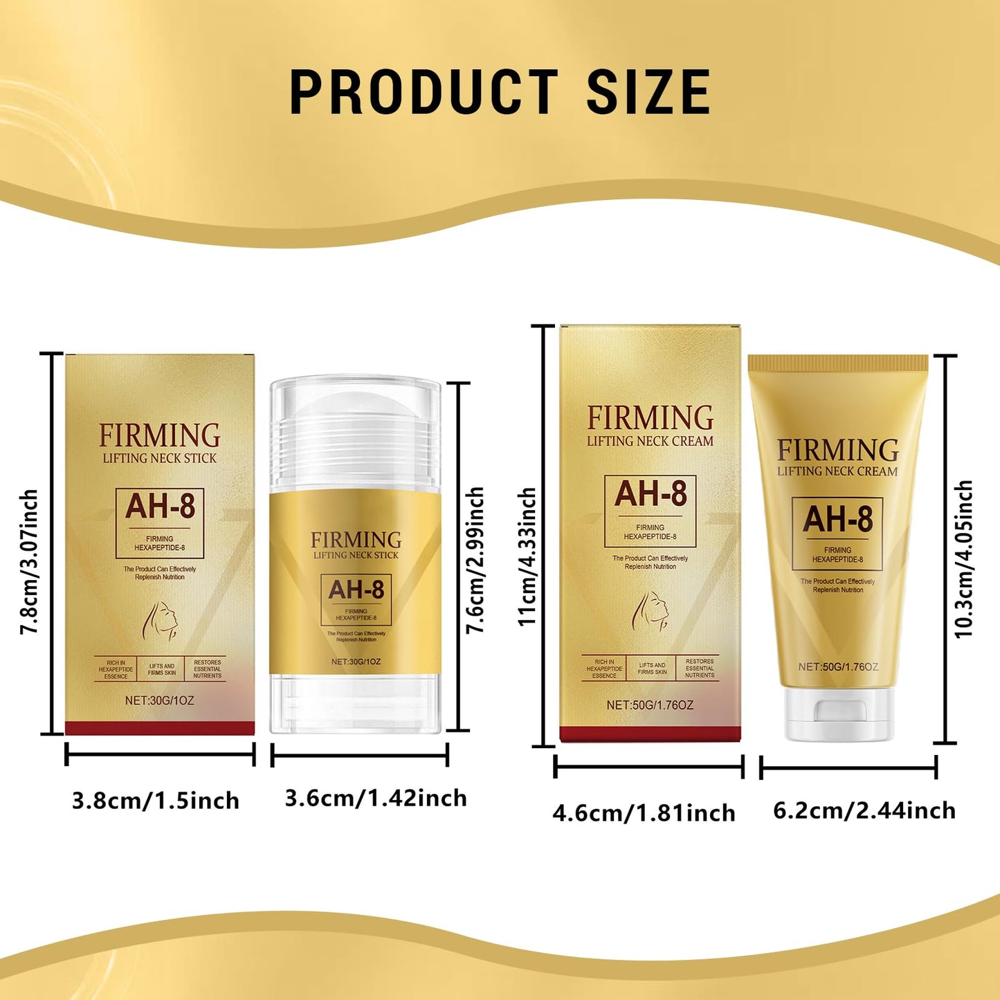 COWANIEE 50g Ah-8 Firming Neck Cream + 30g Neck Care Stick- Neck Creams Set for Sagging and Tightening- Lift Sagging Skin