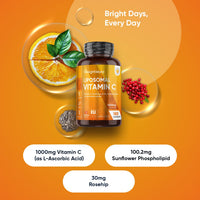 WeightWorld Liposomal Vitamin C Capsules 1000mg - 180 Vegan Capsules (3 Months Supply) - L-Ascorbic Acid with Rosehip & Sunflower Phospholipid - Non-GMO & Gluten-Free - Liposomal VIT C Supplement for Men & Women