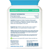 Health4All Kids L-Glutathione 25mg 60 Chewable Tablets, Reduced Glutathione (GSH) Antioxidant and Detox Support Supplement for Children 5+, Natural Vegan Orange Flavour, Sugar-Free | Made in UK