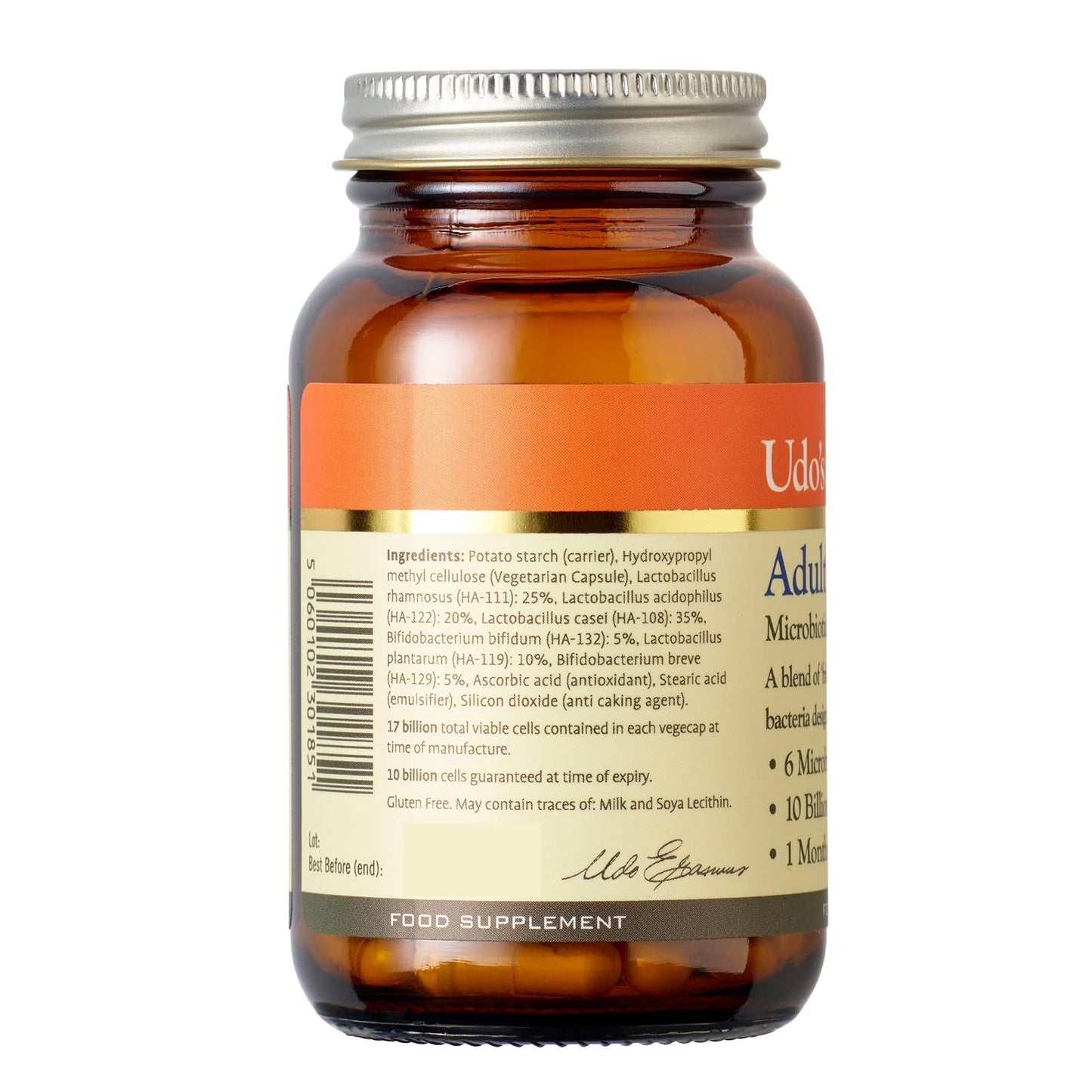 Udo's Choice Adults Blend Age Specific Probiotics - Lacto & Bifido Bacteria - 17 Billion Cell Count - 6 Microbiotics Strains - 30 Vegecaps - One a Day