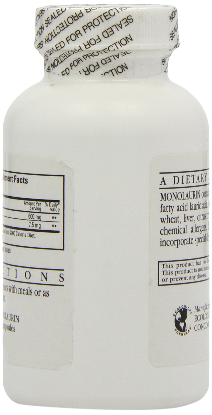 Ecological Formulas Monolaurin 600mg - 90 Capsules
