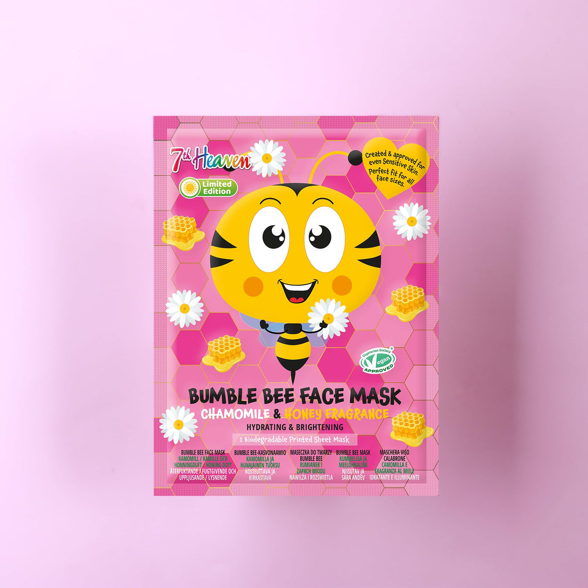 7th Heaven Bumble Bee Face Mask with Chamomile & Honey Fragrance - Hydrating & Brightening