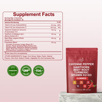 ANIANHAO Cayenne Pepper Supplement, Cayenne Pepper Gummies, Turmeric Gummies Gleame Pepper Ginger, Natural Vegan Turmeric Gummy Extract Drop for Adults (60 Gummies)