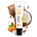 Victoria Beauty Sun Kiss SPF 50 Lip Balm - Lip Sunscreen with Coconut Oil, Sweet Almond Oil, and Hyaluronic Acid, 10ml