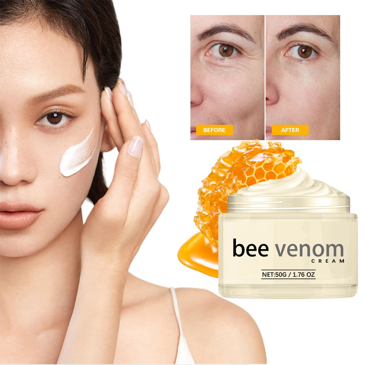 ChicNana Bee Venom Anti Wrinkle Face Cream, Skin Tightening Cream for Face, Bee Venom Cream, Skin Treatment, Day and Night Moisturiser Women, Instant Wrinkle Remover, Best Wrinkle That Works