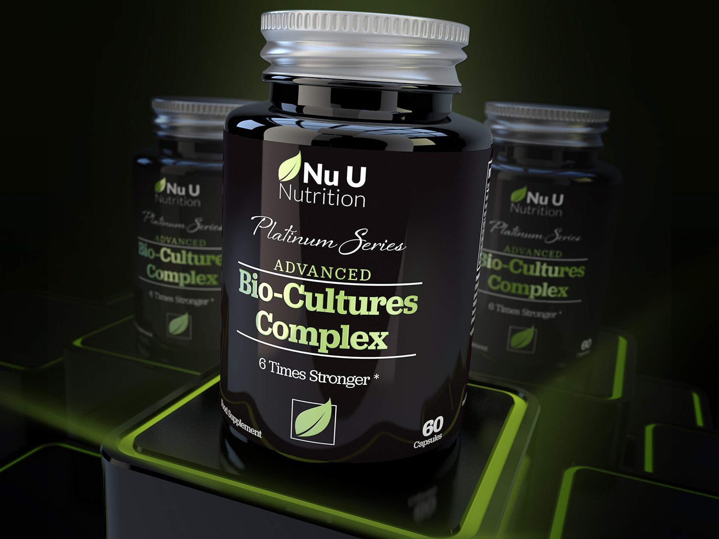 Bio Cultures Probiotics 60 Billion CFU - 60 Capsules - 2 Month Supply - 5 Active Vegetarian Strains with Lactobacillus Acidophilus & Bifidobacterium - Gut Supplements for Women & Men - Nu U Nutrition