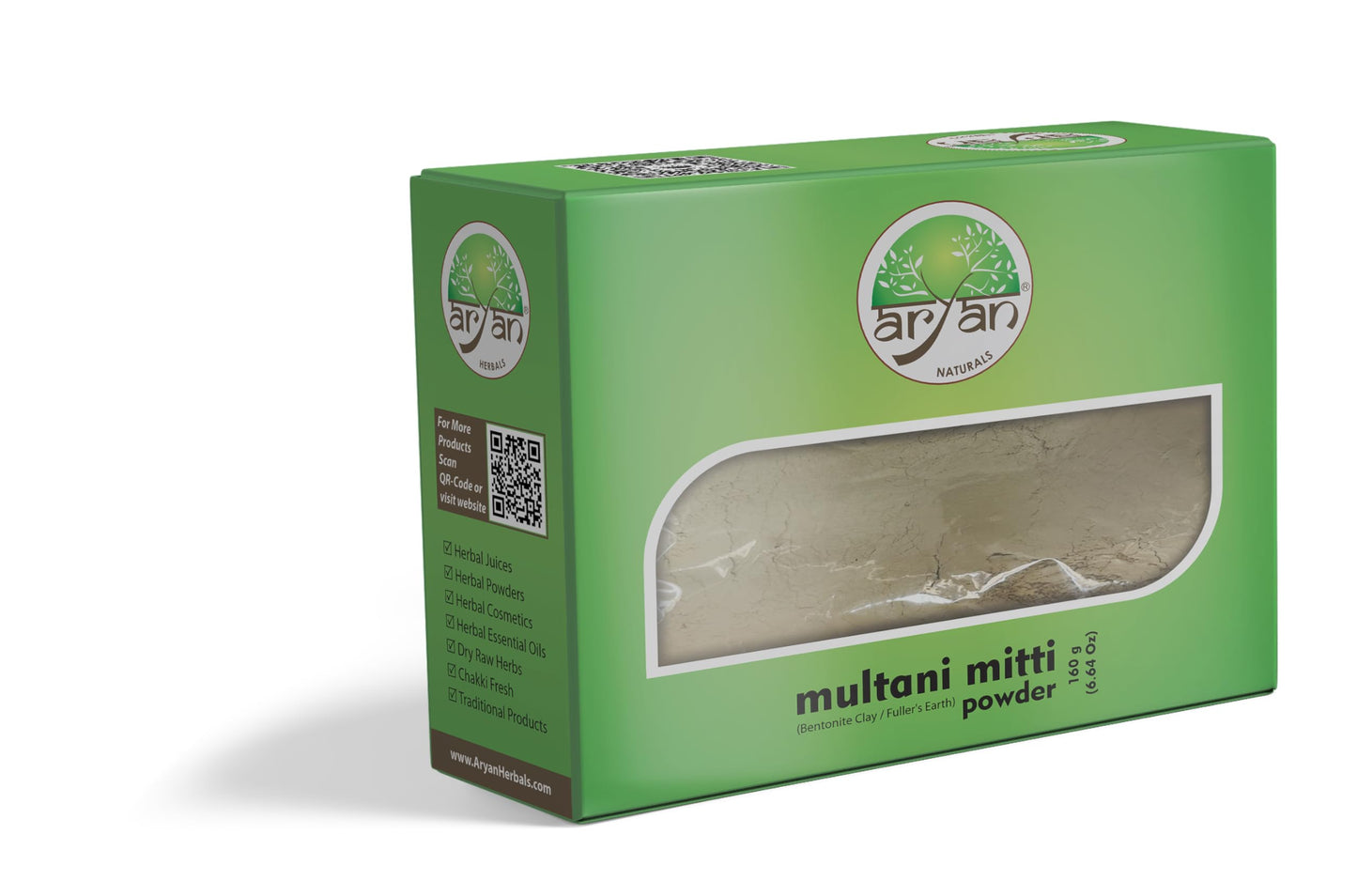 Aryan Multani Mitti Powder for Face, Skin & Hair- Face Pack Fuller's Earth Powder, Bentonite Clay Powder, Black Head Removal, Oil Control, Pure & Natural- 160gm