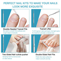 Toenail Clippers for Thick Nails & Ingrown Nails for Women Men, Azymi Heavy Duty Nail Clippers Cutters 6 In 1 Set, Sharp Curved Blades/Wide Jaw Opening/Soft ABS Handle