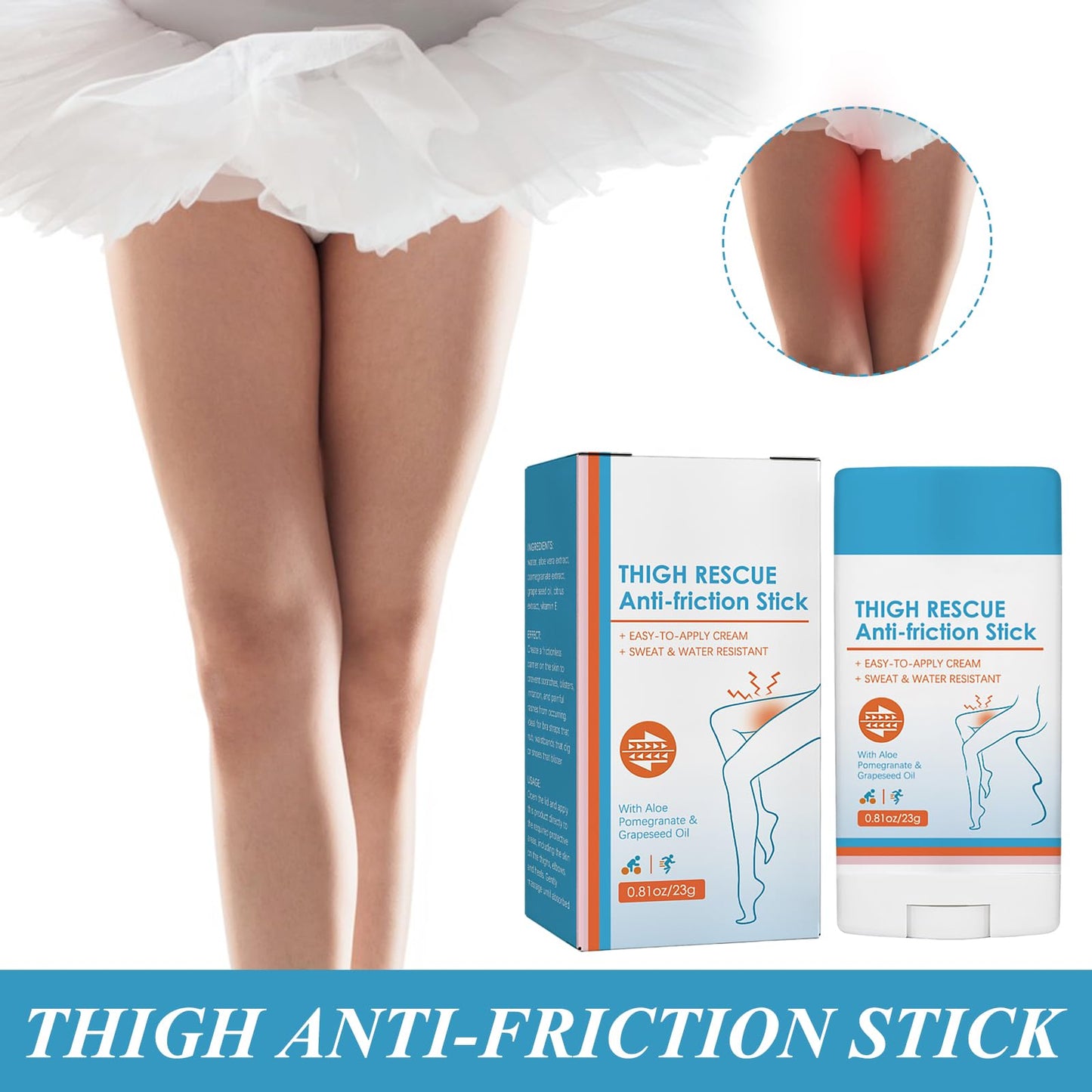 Nadiaen 2PCS Anti Chafe Balm,Anti-Chafe Stick,Anti Chafing Cream Chafing Cream Chub Rub Stick Thigh Friction and Skin Protection Rescue Cream Anti Chafe Waterproof Slip-On Anti-Chafing Stick