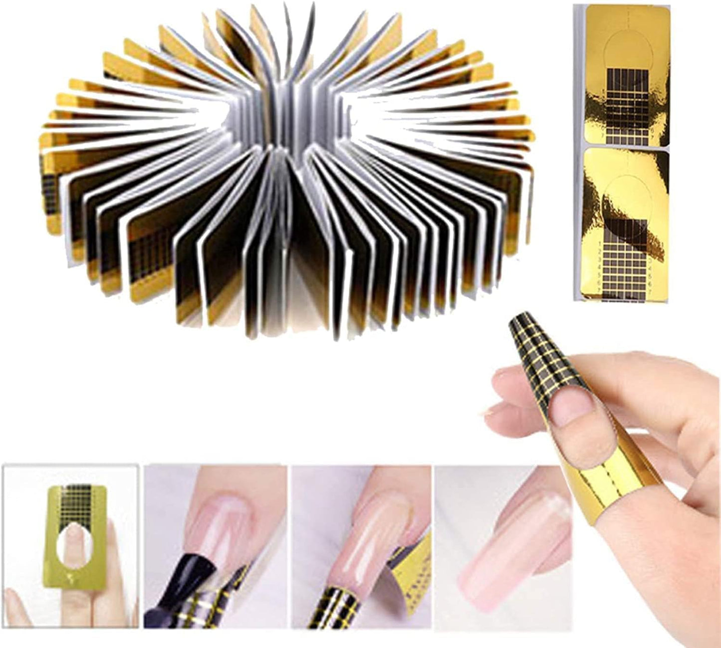 100 Pcs Nail Forms Self Adheisive Paper Nail Form Stickers Sculpting UV Builder Gel Polygel Nail Art Nail Extension Form - Professional Salon & Home Use