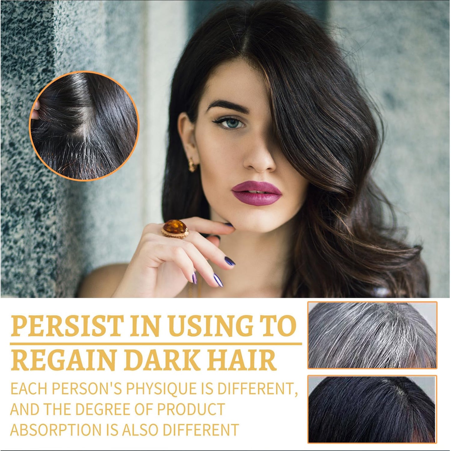 Nova9 Ganoderma Nutrient Hair Darkening Serum, Natural Anti-Greying, Thicker, Longer Hair-Growth, Unscented Unisex, 30ml