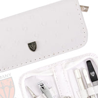 3 Swords Germany - manicure pedicure set kit - ostrich synthetic leather white