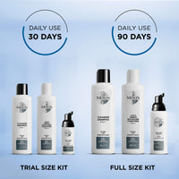 Nioxin 3-Part System, System 2 Natural Hair with Progressed Thinning, Hair Thickening Treatment, Scalp Therapy, Trial Kit