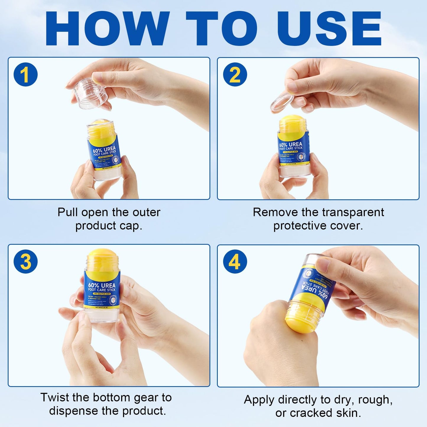 NBXINSLF 2Pack 60% Urea with 2% Salicylic Acid Urea Foot Care Stick, Foot Cream Moisturizer for Dry Cracked Feet, Knees, Elbows, Hands,Moisturizes and Hydrates the Dry Skin,Callus Remover & Skin Softener