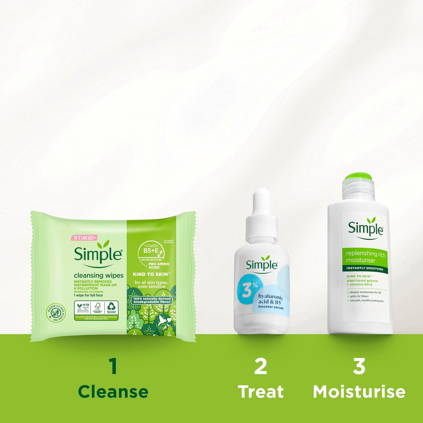 Simple Kind to Skin Cleansing Wipes waterproof makeup remover with vitamins B5 + E 25 wipes