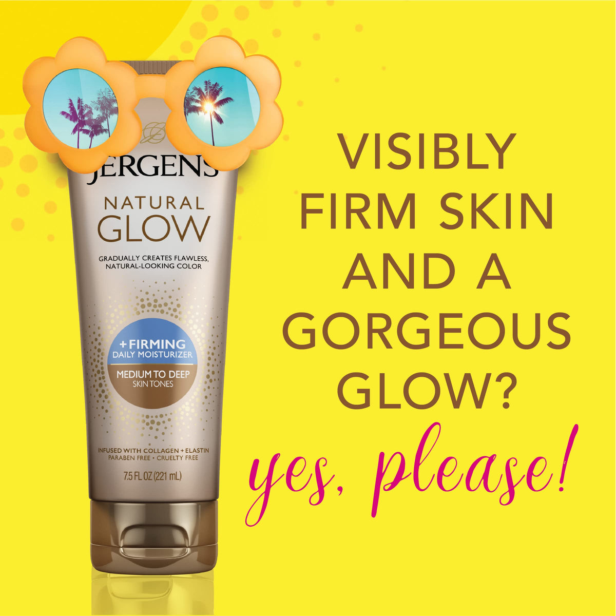 Jergens Natural Glow +FIRMING Daily Moisturizer for Body, Medium to Tan Skin Tones, 7.5 Ounces