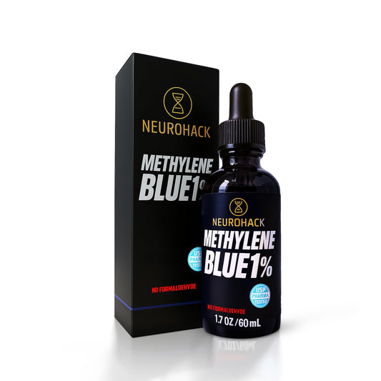 NEUROHACK Methylene Blue 1% Solution 60ml | USP Pharma Grade | Formaldehyde Free | Third Party Tested | Non GMO | Allergen Free | BSE/TSE Free