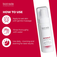 BIOTRADE Biotrade Acnaut Acne Cleansing Foam with Lactic Acid – Gentle Foaming Cleanser Face Wash for Oily & Blemish Prone Skin – Unclogs Pores & Reduces Breakouts – 150mL